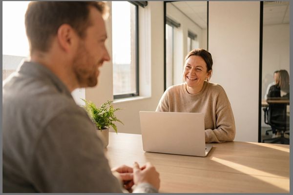 A man and a woman having a business meeting 